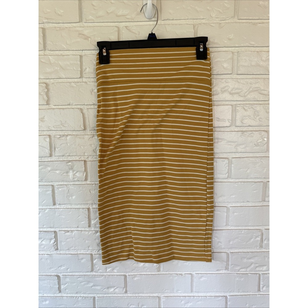 Mustard Striped Pencil Skirt - Women